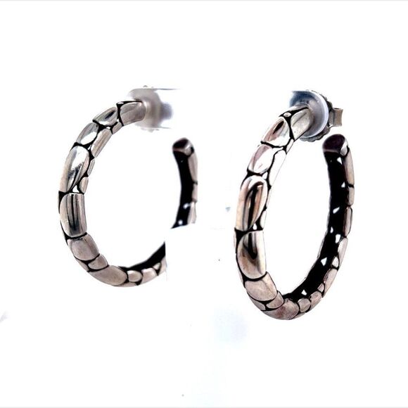 John Hardy Estate Pebble Hoop Earrings Sterling Silver JH21 - Picture 3 of 7